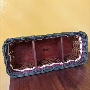 Rustic Multicolor Woven Basket with Wood Dividers